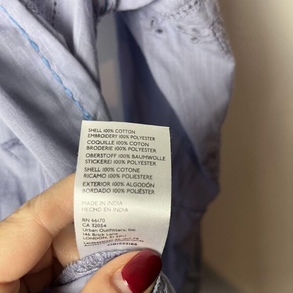 Anthropologie Shirt Womens Small Lavender Eyelet Embroidered Long Sleeve Boho - Picture 4 of 7